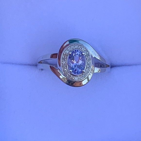 Sterling silver Natural Tanzanite & natural Diamond Ring size 7 - Picture 6 of 7